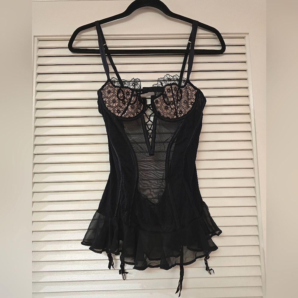 Victoria's Secret - Very Sexy Floral Mesh Cut-Out Lace-Up Intimate Lingerie